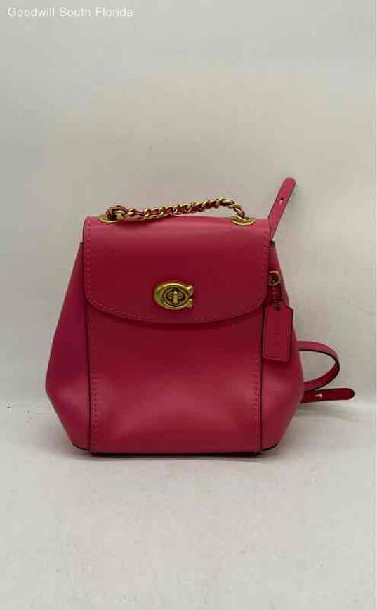 Coach Womens Pink Leather Mini Backpack image number 2