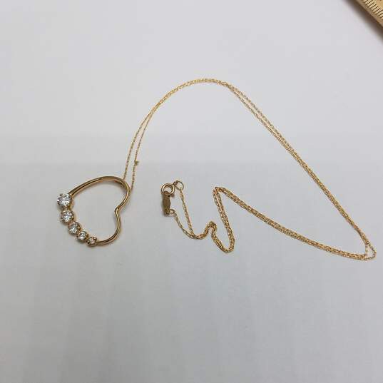 JCM Jacmel 10k Gold Cubic Zirconia Heart Pendant Necklace image number 3