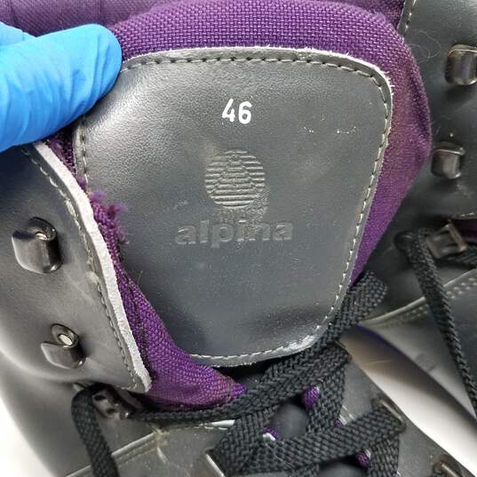 Vintage black and purple leather ski boots size 44 image number 3
