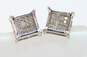 10K White Gold 0.08 CTTW Diamond Pave Square Stud Earrings 1.1g image number 2