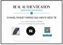 AUTHENTICATED MEN'S CHANEL PAISLEY INDIGO SILK NECK TIE alternative image