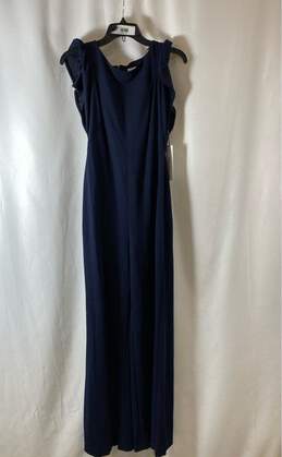 NWT Calvin Klein Womens Blue Short Sleeve Back Zip Jumpsuit One Piece Size 8