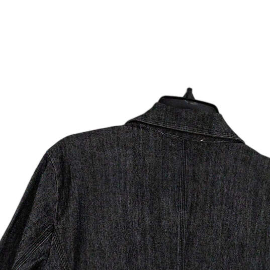 Womens Gray Notch Lapel Single Pockets Breasted Three Button Blazer Size 14 image number 4