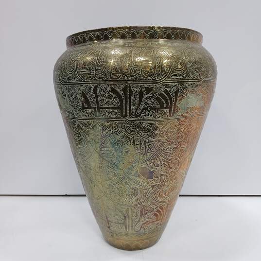 Buy the Large Brass Etched Vase Planter 19