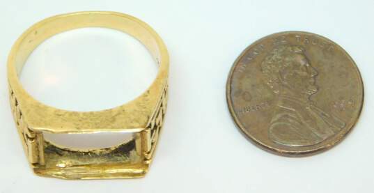 Men's Vintage 14K Yellow Gold Geometric Rectangle Ring Setting 6.6g image number 5