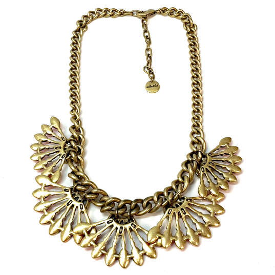 Designer Stella & Dot Gold-Tone Coral Enamel Rhinestone Statement Necklace image number 3
