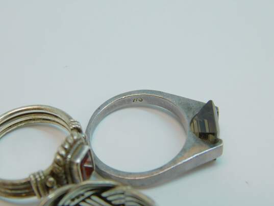 Artisan Sterling Silver Garnet Smoky Quartz Braided Rings 13.1g image number 9