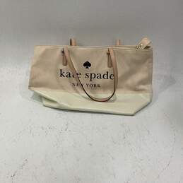 Kate Spade Womens Tan Leather Inner Pockets Double Handle Duffle Tote Bag Purse
