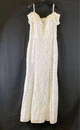 NWT DB Studio Womens White Lace Cold Shoulder Back Zip Maxi Wedding Dress Sz 10