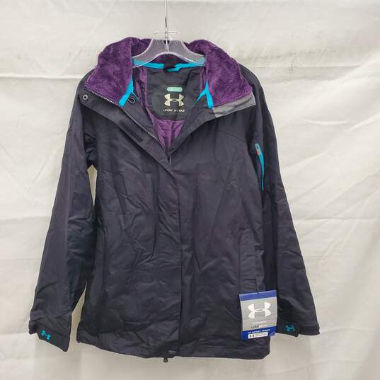NWT Under Armour WM's Black & Purple Insulated Windbreaker Size SM image number 1