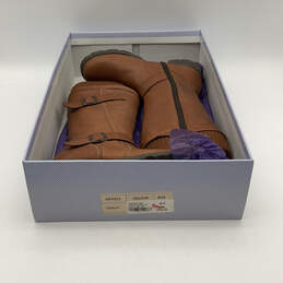 NIB Womens Brown Leather Knitted Adjustable Strap Riding Boots Size 38 alternative image