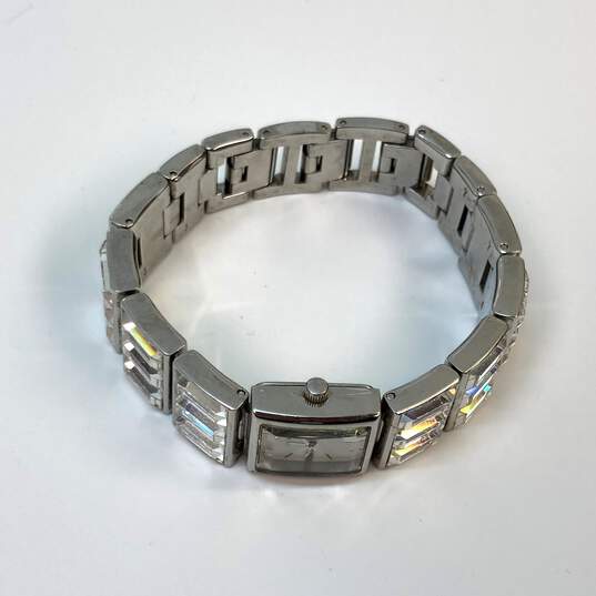 Designer Fossil Silver-Tone Clear Crystal Cut Stone Analog Bracelet Wristwatch image number 2