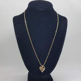 14k Gold Diamond Heart MOM Pendant Necklace 7.4g