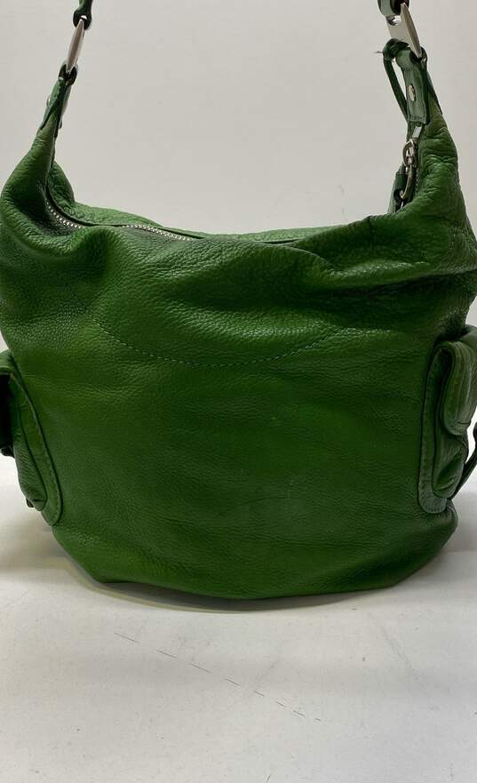 Michael Kors Green Leather Buckle Pocket Shoulder Hobo Bag image number 2