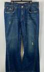 NWT True Religion Womens Blue Cotton Distressed Mid Rise Bootcut Jeans Size 34 image number 1