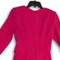 Adrianna Papell Womens Pink Round Neck 3/4 Sleeve Back Zip Sheath Dress Size 2 image number 4
