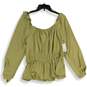 Nine West Womens Green Scoop Neck Long Sleeve Pullover Blouse Top Size Large image number 1