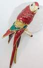 Bob Mackie Signed Gold Tone Icy Enamel Parrot Brooch 37.3g image number 1