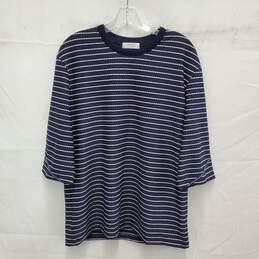 Custom Mellow WM's Blue & White Stripe Crewneck T- Shirt Size 38/00