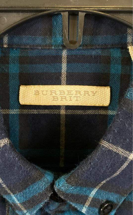 Burberry Men Blue Plaid Button Up Shirt S image number 3