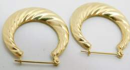 14k Yellow Gold Twisted Puffy Hoop Earrings 2.1g alternative image