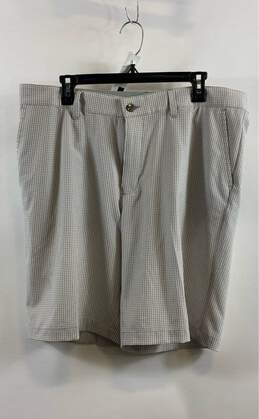 NWT Adidas Mens Gray White Check Slash Pockets Golf Chino Shorts Size 36
