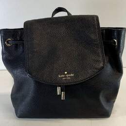 Kate Spade Pebble Leather Leila Flap Backpack Black