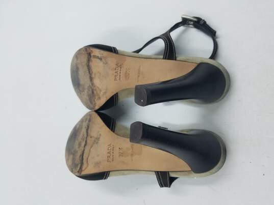 Prada Brown T-Strap Sandals Women's 7.5 | 37.5 image number 5