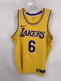 Nike Mens Yellow Purple White Los Angeles Lakers LeBron James #6 NBA Jersey Sz M image number 1