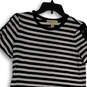 Womens Black White Striped Round Neck Classic Pullover Shift Dress Size XS image number 3