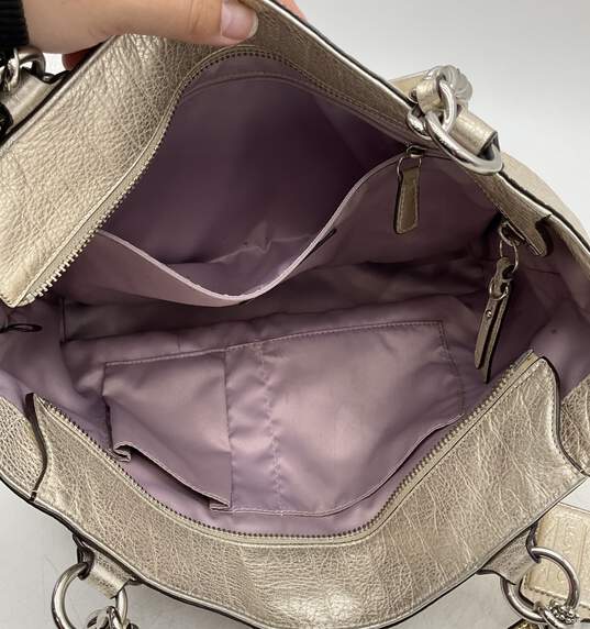 Coach Platinum Leather Carry All Tote Bag W/Small Purple Coach Bi-Fold Wallet image number 7