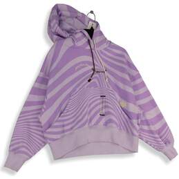 NWT Nike Womens Purple Striped Long Sleeve Drawstring Pockets Hoodie Size XS
