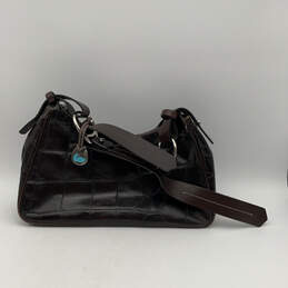 Womens Brown Patterned Leather Adjustable Buckle Strap Shoulder Bag Purse