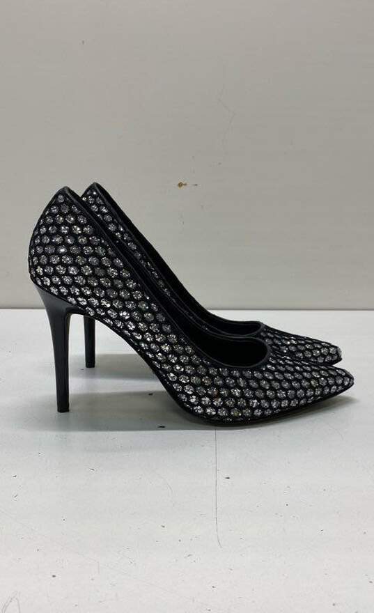 Michael Kors Keke Metallic Sequin Heels Black Silver 10 image number 1