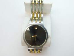 Men's Movado Classic Black Dial Two Tone Stainless Steel Watch 61.5g
