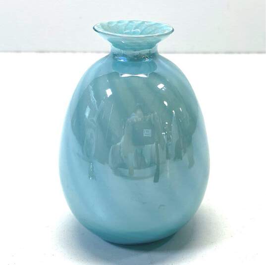 2 Vintage Perfume Bottles Swirl Blue Art Glass & Art Nouveau Dragonfly Bottles image number 2