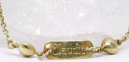 18K Yellow Gold Personalized Name Plate & Heart Charms Cable Chain Bracelet 3.5g alternative image