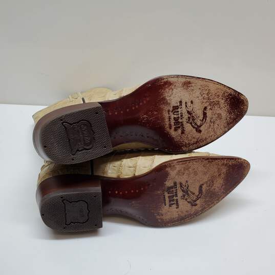 RUDEL Alligator Pattern Cowboy Boots Western Cream Leather Cross Men’s Sz 7 image number 6