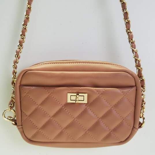 Buy the Urban Expression Faux Leather Quilted Chain Zip Small