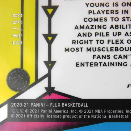 2020-21 Trae Young Panini Flux Blue Prizm Flux Appeal /99 Atlanta Hawks image number 3
