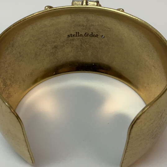 Designer Stella & Dot Gold-Tone Norah Rhinestone Modern Cuff Bracelet image number 4