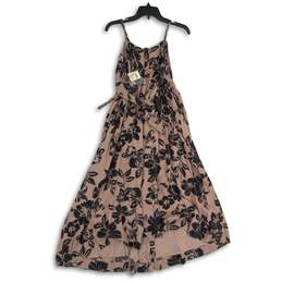 NWT Free People Womens Pink Black Floral Sleeveless Button Front Sundress Size S alternative image