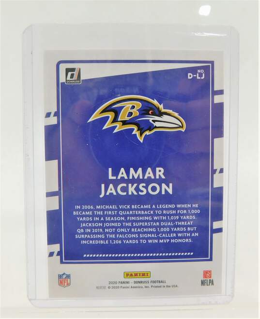 2020 Lamar Jackson Donruss Dominators Baltimore Ravens image number 2