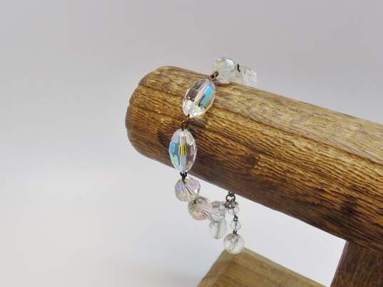 Vintage Aurora Borealis Crystal Necklaces Clip On Earrings & Bracelet 107.3g image number 3