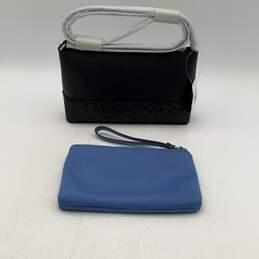 NWT Kate Spade NY Womens Black Sparkle Leather Purse W/ Blue Wristlet Wallet alternative image