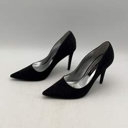 Nina New York Womens Black Glitter Pointed Toe Slip-On Stiletto Pump Heels Sz 7M