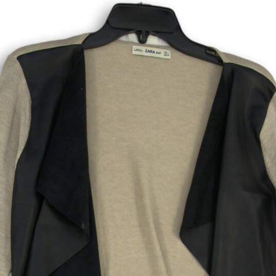 j jill Women’s Small Open Front Sweater Pin Closure 3/4 Sleeve Beige Black  Used