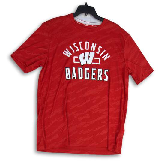 Fanatics Mens Red Wisconsin Badgers Crew Neck Pullover T-Shirt Size X-Large image number 1