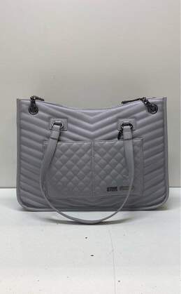Steve Madden Pierce Gray Faux Leather Quilted Shoulder Tote Bag
