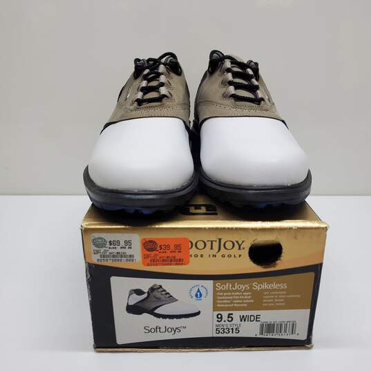 Men's Foot Joy Soft Joys Spikeless White/Khaki Size 9.5 Wide, Used image number 1